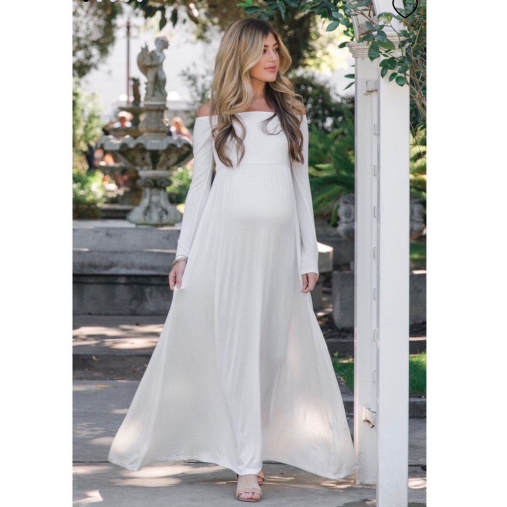 Off shoulder maternity maxi dress